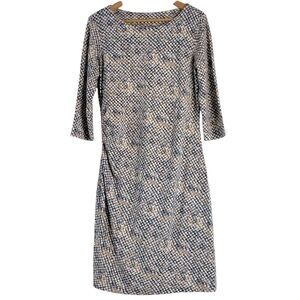 J. McLaughlin Sheath Dress 3/4 Sleeve Large Boat Neckline Stretch‎ Snake Print